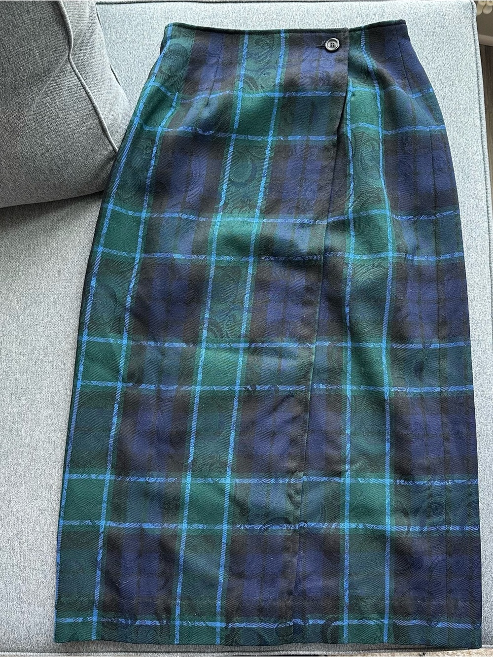 Pendleton Classic Green and Blue Plaid Pencil Skirt 100% New Wool Size 6